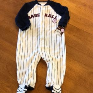 Baseball baby sleep and play footed bodysuit